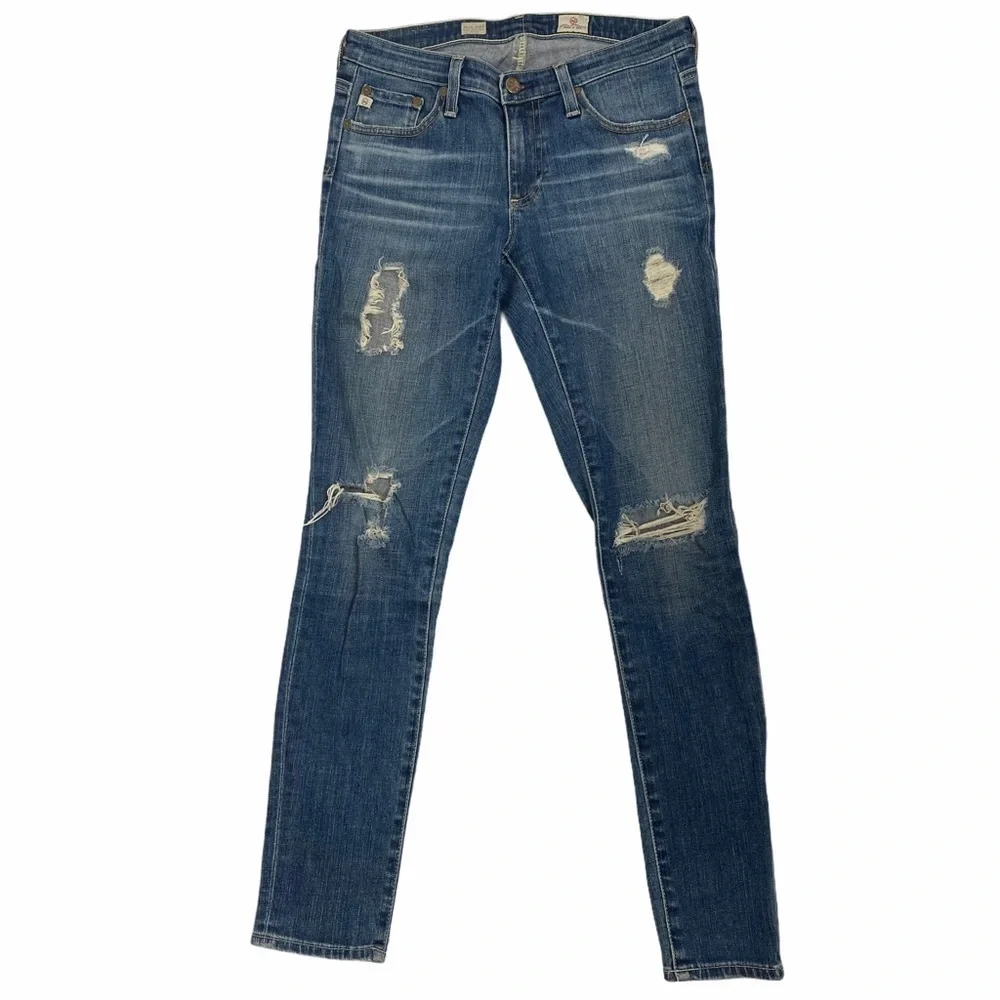 ANTHROPOLOGIE AG Distressed Stevie Slim Straight Ankle Jeans